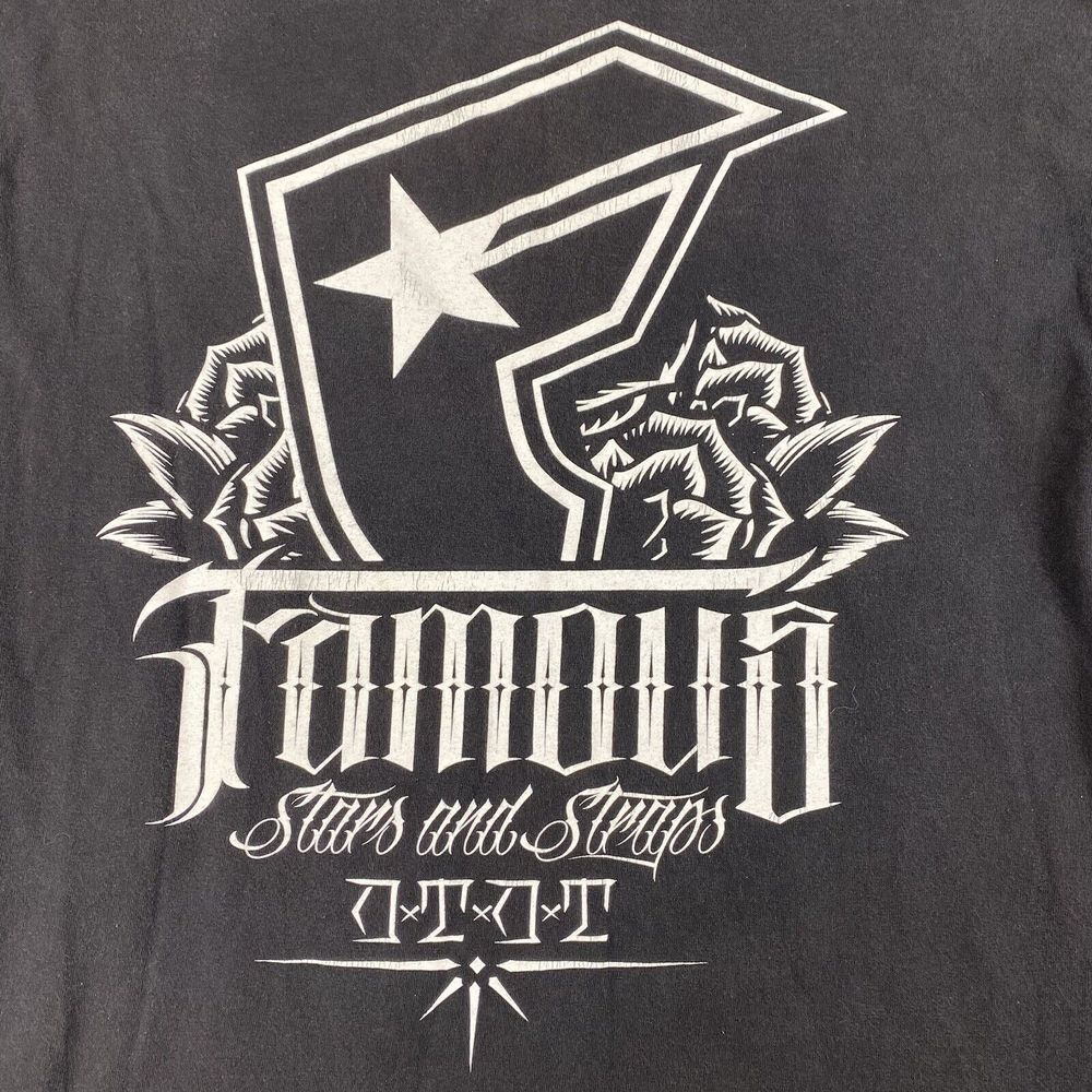 Vintage Famous Stars T-Shirt Men's L Stars and Straps Short Sleeve Black & White